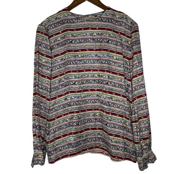 Talbots 100% Silk Vintage Floral Crew Neck Long Sleeve Shirt Size 16 Women - Picture 1 of 10